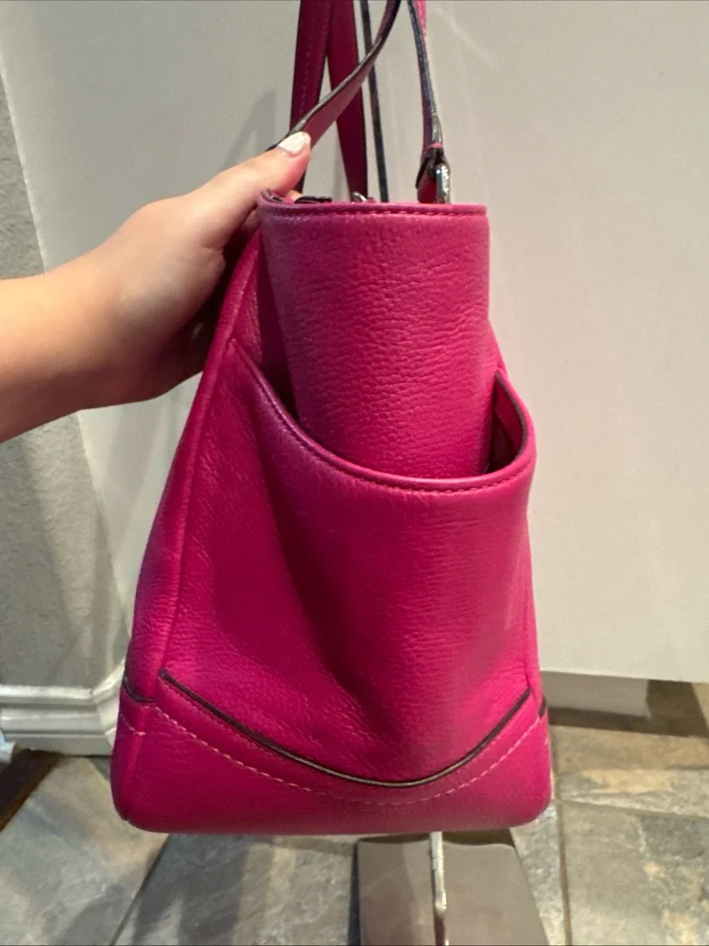 Coach Park Leather Carrie Tote Dark Pink Purse Shoulder Bag F23284